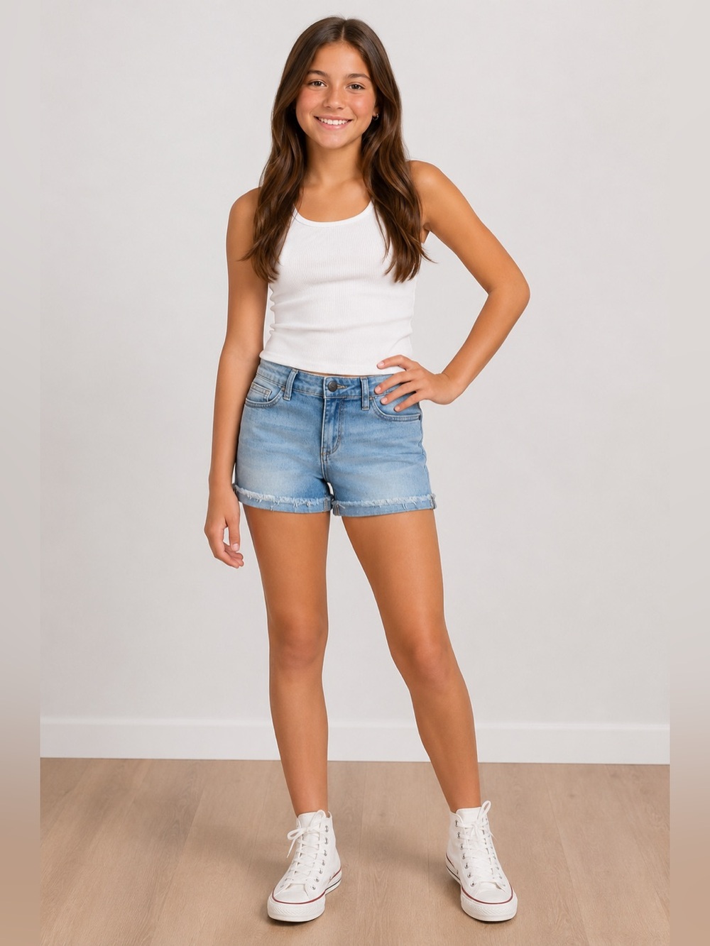 Joe’s Jeans Girls Light Wash Denim Shorts Size 14/16 Frayed Hem